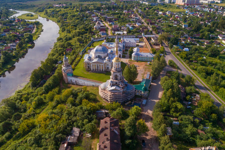 View from a height of the Borisoglebsky Monastery on a July day. Torzhok, Russiaのeditorial素材