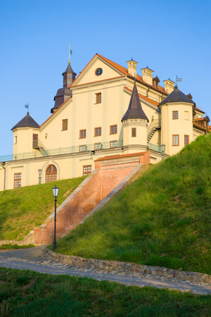 Sunny May morning at the walls of Nesvizsky Castle. Belarusのeditorial素材