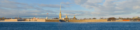 Panorama of the Peter and Paul Fortress on a sunny December day. Saint-Petersburg, Russiaのeditorial素材