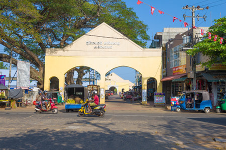 NEGOMBO, SRI LANKA - FEBRUARY 03, 2020: View of the city market on a sunny dayのeditorial素材