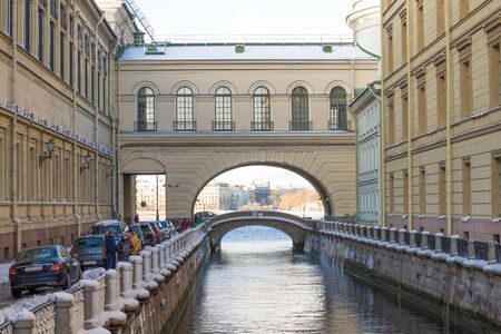 ST. PETERSBURG, RUSSIA - DECEMBER 02, 2019: December on the Winter Canalの写真素材