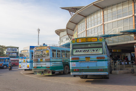 NEBOMBO, SRI LANKA - DECEMBER 03, 2020: Intercity bus at the bus station of Negomboのeditorial素材