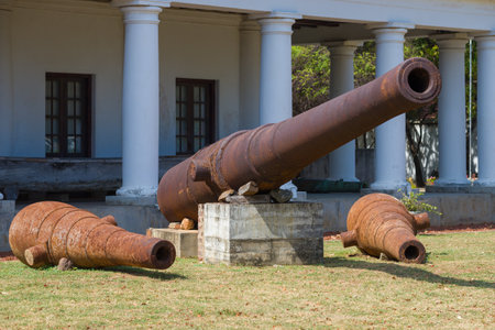 TRINCOMALEE, SRI LANKA - FEBRUARY 10, 2020: Old naval cannons in the courtyard of the Maritime and Naval History Museumのeditorial素材