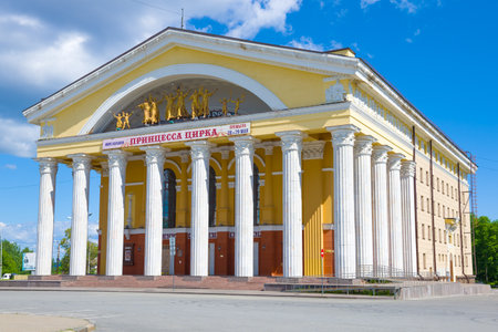 PETROZAVODSK, RUSSIA - JUNE 12, 2020: The building of the Musical Theater of the Republic of Karelia close up on a sunny June dayのeditorial素材