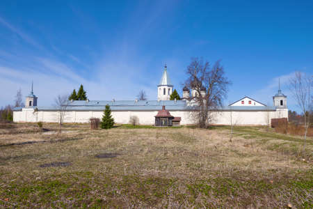 Zelenetskiy Trinity Monastery on a sunny April day. Leningrad region, Russia