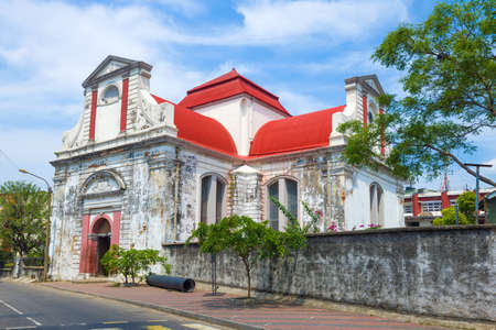 View of the old Dutch church Volvendaal on a sunny day. Colombo, Sri Lankaの写真素材