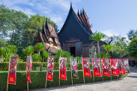 CHIANG RAY, THAILAND - DECEMBER 17, 2018: At the entrance to the Black Temple (Baan Dam)のeditorial素材
