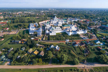 Kremlin of Rostov the Great in the cityscape on a July day (aerial photography). Golden ring of...