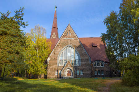 View of the old Lutheran church building on a sunny  day.の写真素材