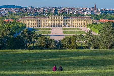 VIENNA, AUSTRIA - APRIL 27, 2018: View of Schonbrunn Palace on a sunny April dayのeditorial素材