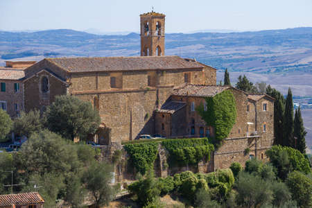 Medieval Catholic church in the town of Montalcino. Italyの写真素材