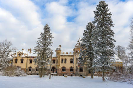 View of the old abandoned building of the Eliseevs' estate (1912)   Belogorka, Leningrad region. Russiaの写真素材