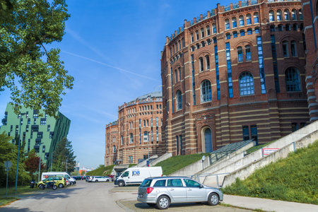VIENNA, AUSTRIA - APRIL 27, 2018: At the Vienna Gasometers on a sunny April dayのeditorial素材