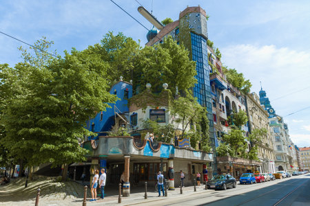 VIENNA, AUSTRIA - APRIL 25, 2018: Hundertwasser House on a sunny April dayのeditorial素材