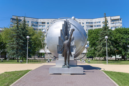 OBNINSK, RUSSIA - JULY 07, 2021: View of the monument to the pioneers of nuclear energyのeditorial素材