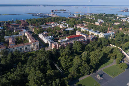 Panoramic landscape of Kronstadt on a sunny August day. Russiaの写真素材