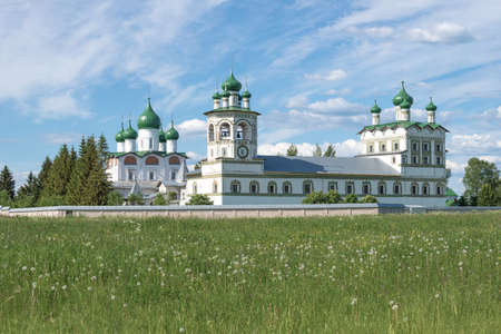 View of the Nikolo-Vyazhischsky monastery on a sunny June day. Vyazhischi, Novgorod region. Russiaの写真素材