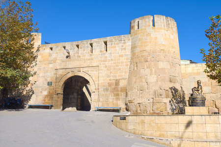 DERBENT, RUSSIA - SEPTEMBER 27, 2021: Ancient gates of Bayat-Kapy of the Southern fortress wall on a sunny day. Derbent fortressのeditorial素材