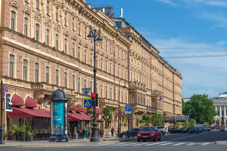 SAINT PETERSBURG, RUSSIA - JUNE 06, 2021: View of the building of the "Grand Hotel Europe" (formerly the hotel "Evropeyskaya") on a sunny June dayのeditorial素材