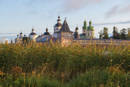 Near the ancient Kirillo-Belozersky monastery on an early sunny August morning. Vologda region, Russiaの写真素材