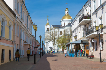 VITEBSK, BELARUS - MAY 02, 2019: Sunny May day on Suvorov pedestrian streetのeditorial素材
