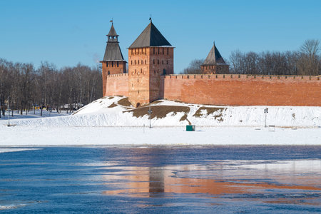 March day at the ancient Detinets of Veliky Novgorod. Russiaのeditorial素材