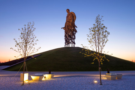 RZHEV, RUSSIA - JULY 07, 2021: July twilight at the memorial complex dedicated to the memory of Soviet soldiers who fell in the battles near Rzhevのeditorial素材