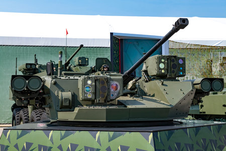 MOSCOW REGION, RUSSIA - AUGUST 18, 2022: Combat module for infantry fighting vehicles Kurganets-BM...
