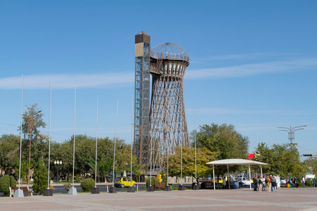 BUKHARA, UZBEKISTAN - SEPTEMBER 11, 2022: View of the Shukhov Tower (Bukhara Tower) on a sunny dayのeditorial素材
