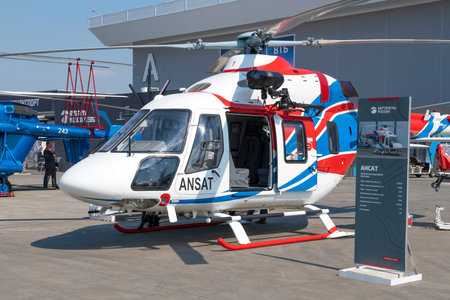 MOSCOW REGION, RUSSIA - AUGUST 18, 2022: Russian light multi-purpose helicopter "ANSAT" on the international military-technical forum "Army-2022"のeditorial素材
