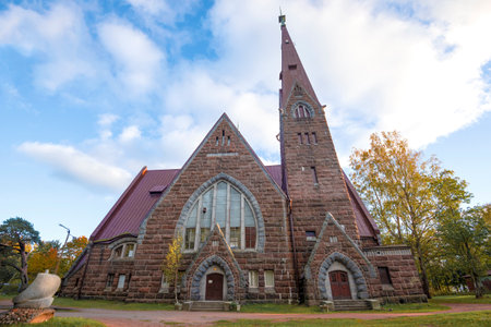 PRIMORSK, RUSSIA - OCTOBER 04, 2018: Lutheran church of Mary Magdalene on a sunny October eveningのeditorial素材