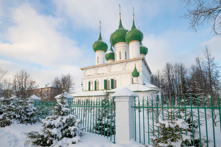 January day at the ancient Cathedral of the Feodorovskaya Icon of the Mother of God (1687). Yaroslavl, Golden Ring of Russiaの写真素材