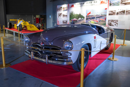 MOSCOW, RUSSIA - AUGUST 17, 2022: Replica of the  Soviet roadster of Pobeda-Sport(1956). Exhibition "Struggle for speed" (Record and racing cars of the USSR)のeditorial素材
