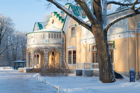 PETERHOF, RUSSIA - DECEMBER 07, 2023: At the ancient family country palace of Russian Emperor Nicholas I on a December afternoon. Alexandria Parkのeditorial素材