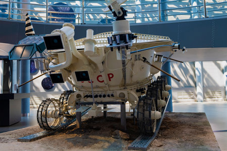 KALUGA, RUSSIA - JULY 14, 2024: Soviet spacecraft "Lunokhod-2" close-up. State Museum of Cosmonauticsのeditorial素材