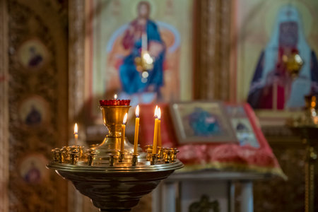 Candles in an Orthodox Churchの写真素材