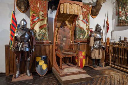 VYBORG, RUSSIA - NOVEMBER 24, 2024: A fragment of the exhibition of the Knight's Hall of the...