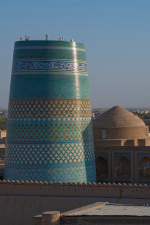 KHIVA, UZBEKISTAN - Ancient Kalta Minor Minaret on a September morningの写真素材