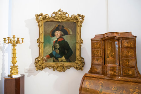 RYBINSK, RUSSIA - JANUARY 05, 2025: Portrait of the Russian Emperor Paul I (Early 19th century). Copy by an unknown artist from the original by S. Shchukin. Art Gallery of the Rybinsk Historical and Architectural Museumのeditorial素材