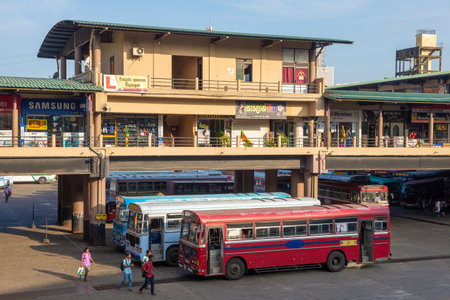 KURUNEGALA, SRI LANKA - FEBRUARY 17, 2020: On the city bus station on a sunny morningのeditorial素材