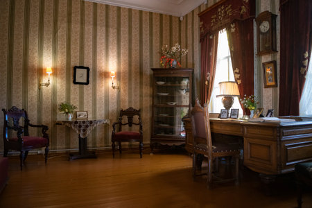 LYUBENSK, RUSSIA - OCTOBER 16, 2024: In the study of the Russian composer NA Rimsky-Korsakov. Vechasha estate. Pskov regionのeditorial素材