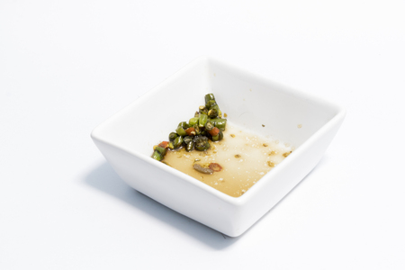 chili sauce in a cup is lowの写真素材