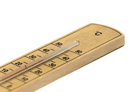 Wooden Thermometer on white background