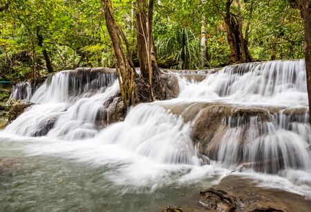Huay Mae Khamin waterfall in Kanchanaburi province,Thailandの写真素材