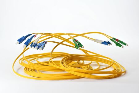 Optical cables on white backgroundの写真素材
