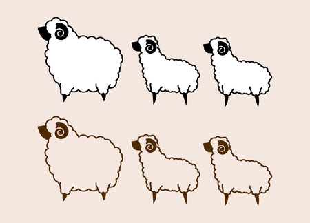 Sheep and little sheep sign logo symbol icon graphic vector.のイラスト素材