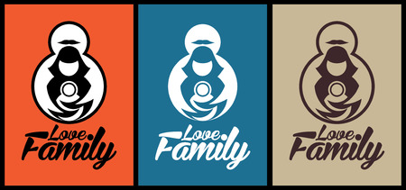 Love family symbol vector. father hug mother and child.のイラスト素材