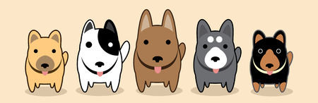 Dogs gang vector cartoon cute illustration.のイラスト素材