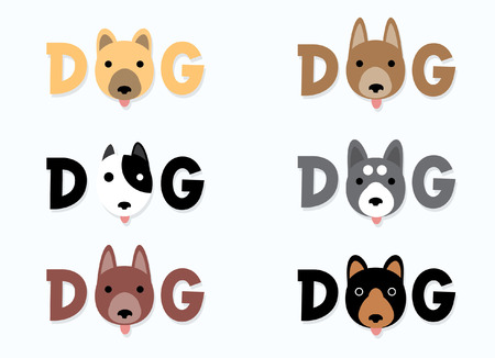 Word Dogs with head cute dogs vector illustration .のイラスト素材