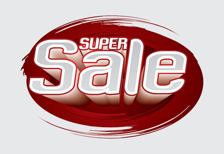 Super Sale text Vector. On splash grunge brush background.のイラスト素材